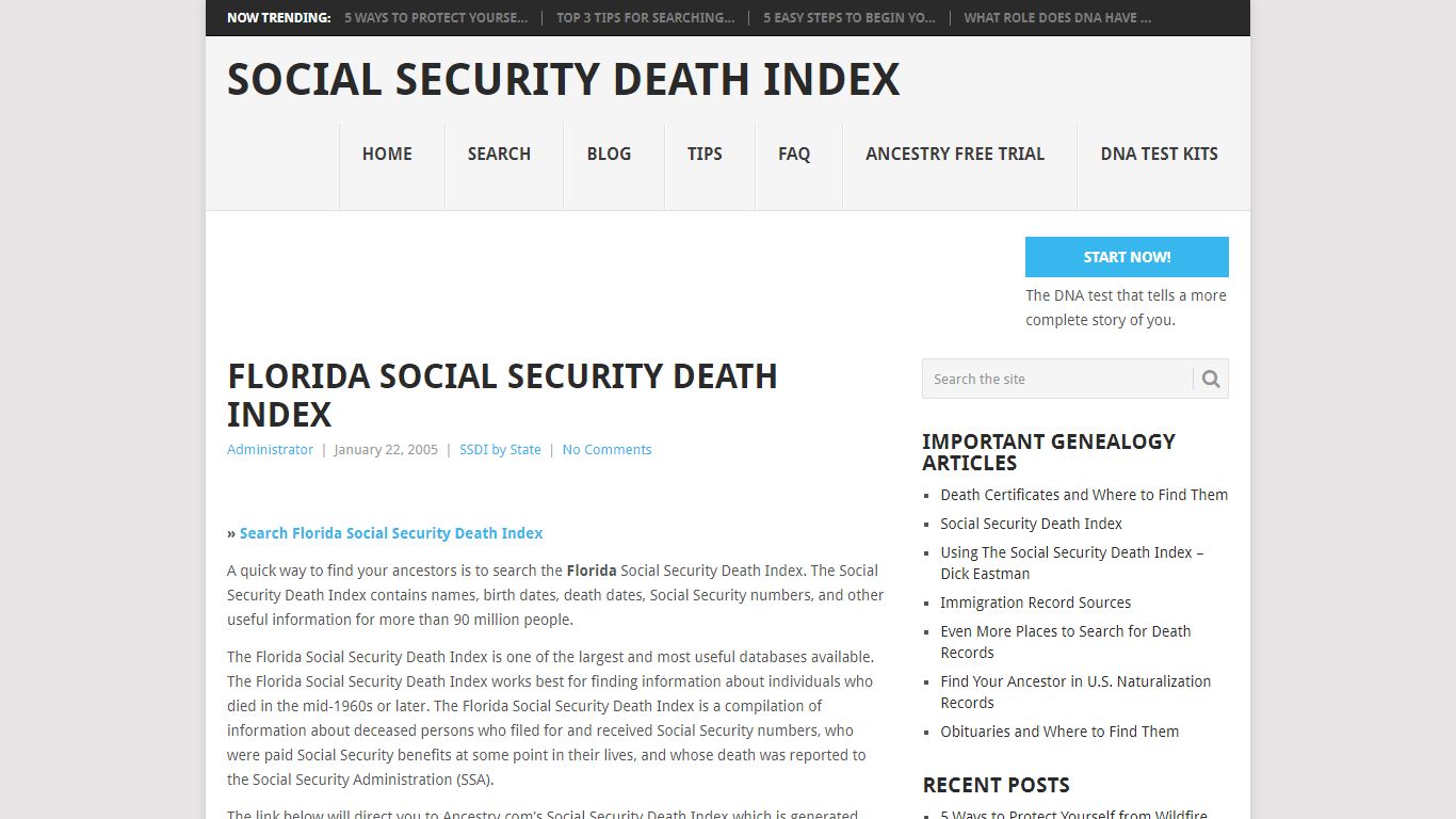 Florida Social Security Death Index