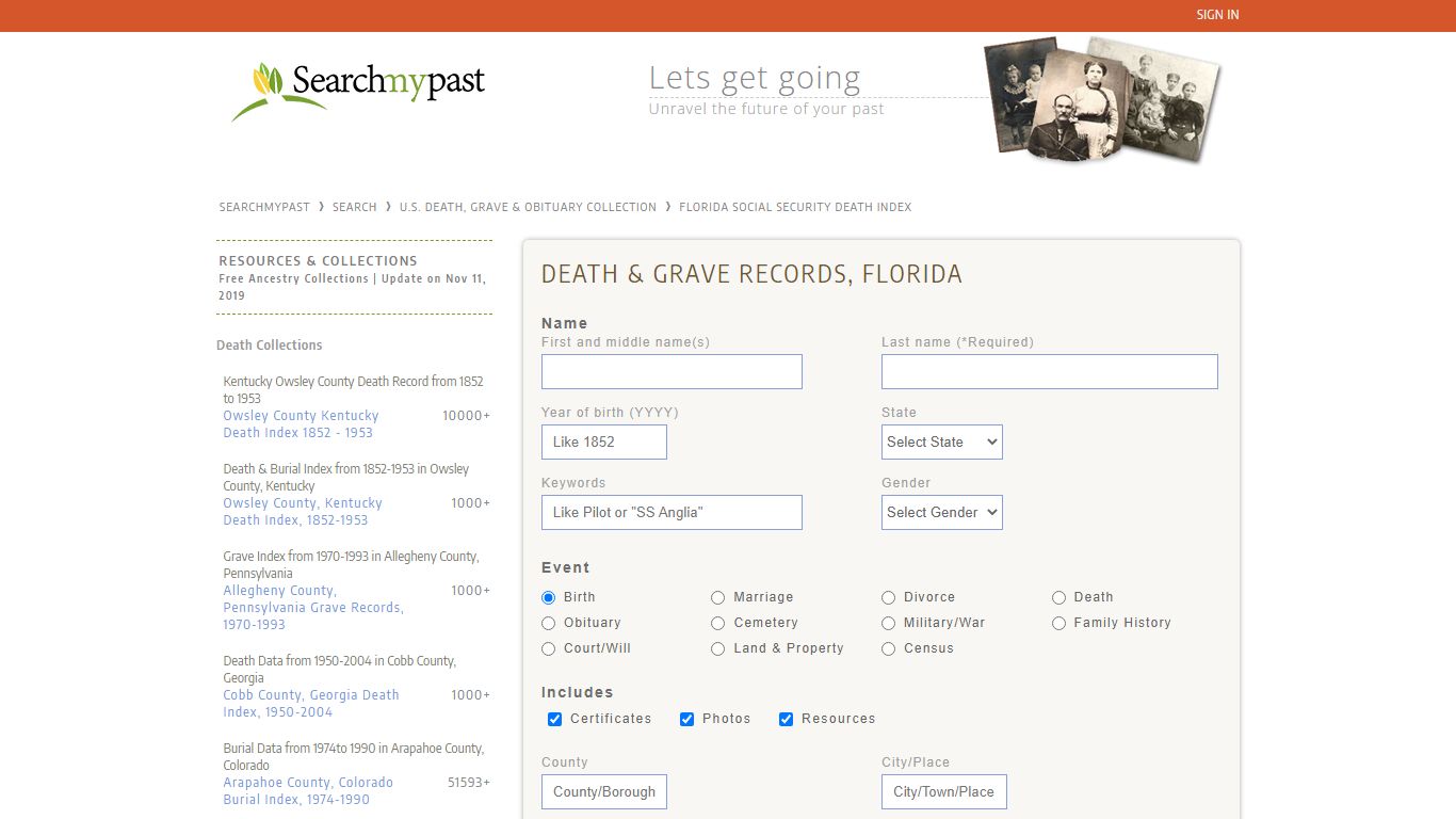 Florida Social Security Death Index | Searchmypast